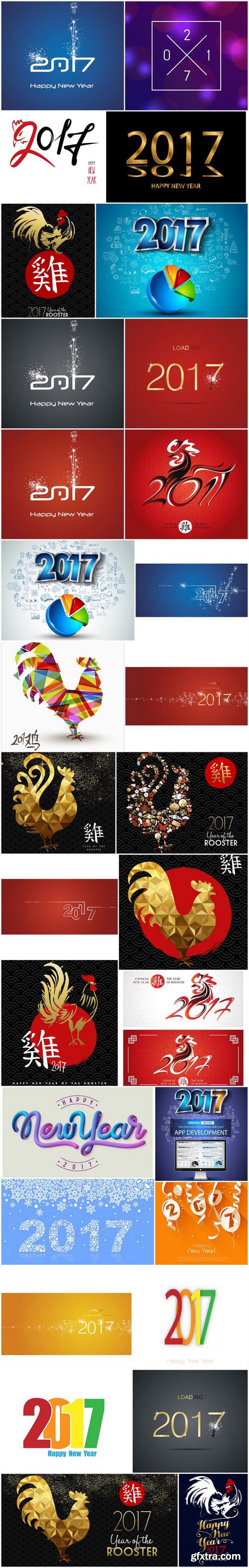 2017 - The Year of Fire Rooster 2 - Set of 30xEPS, AI Professional Vector Stock (Копировать)