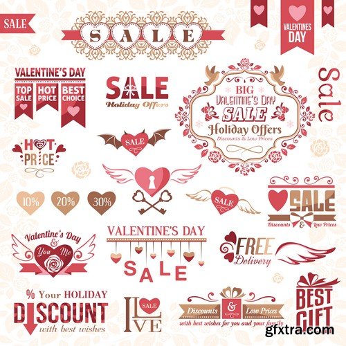Valentine's Day logos collection - 8 EPS