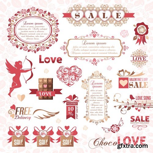 Valentine's Day logos collection - 8 EPS