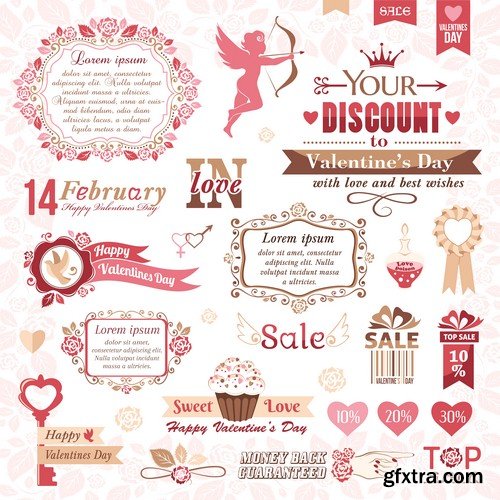 Valentine's Day logos collection - 8 EPS