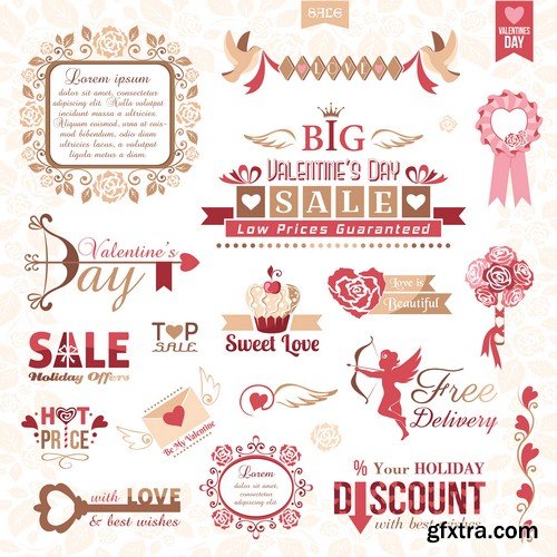 Valentine's Day logos collection - 8 EPS