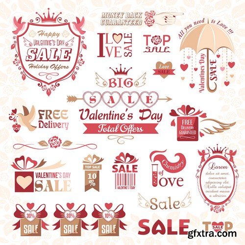 Valentine's Day logos collection - 8 EPS