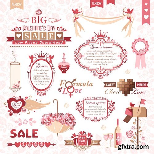 Valentine's Day logos collection - 8 EPS