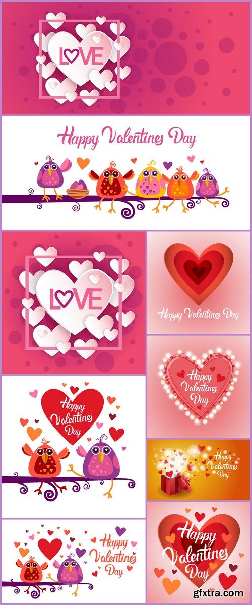 Valentine Day Gift Card Heart Shape 9X EPS