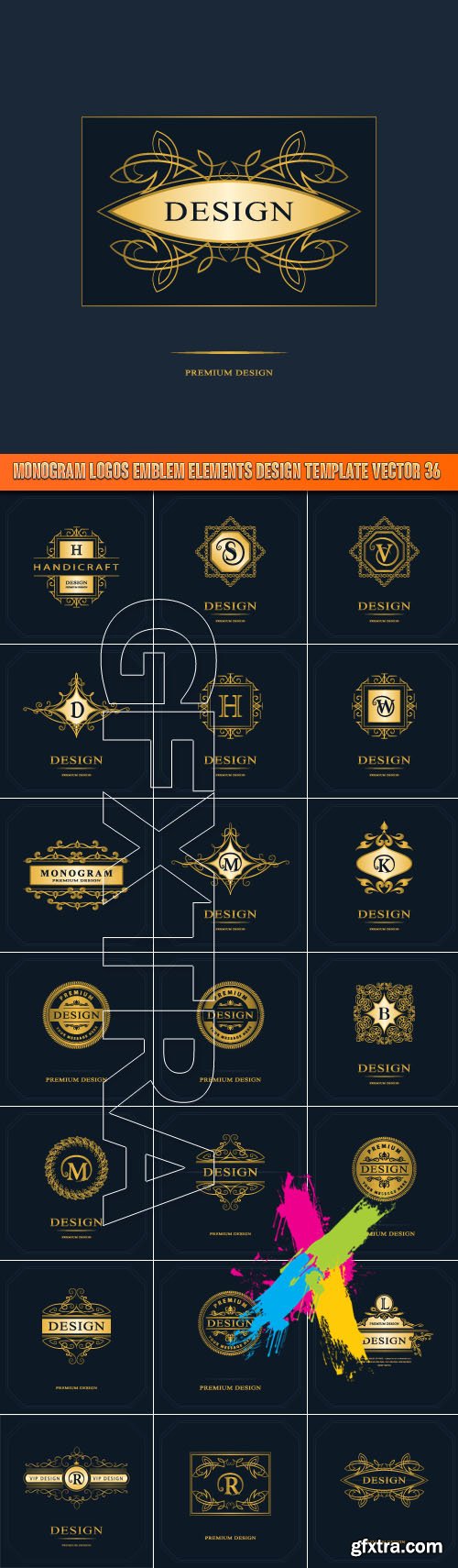 Monogram logos emblem elements design template vector 36