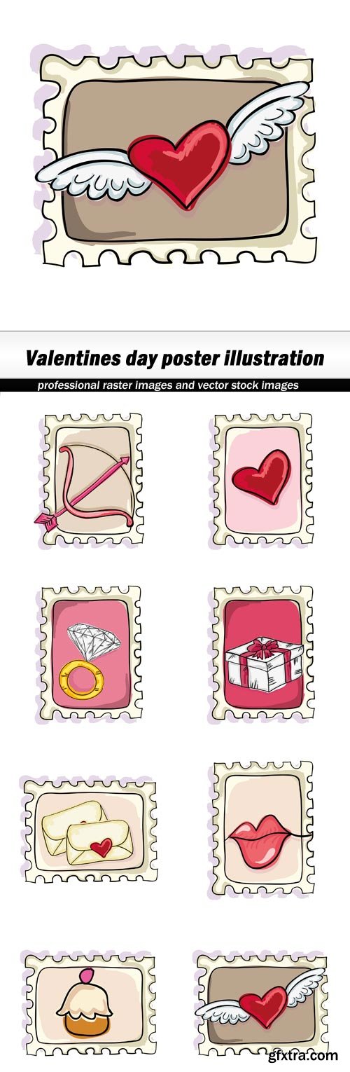 Valentines day poster illustration - 8 EPS