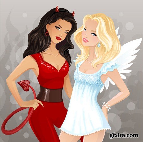 Sexy angel and devil - 7 EPS