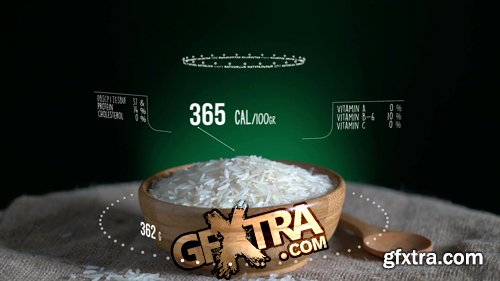 Infographic of Long Grain Rice with vitamins, microelements minerals. Energy, calorie and component Infographic of Long Grain Rice with vitamins, microelements minerals. Energy, calorie and component