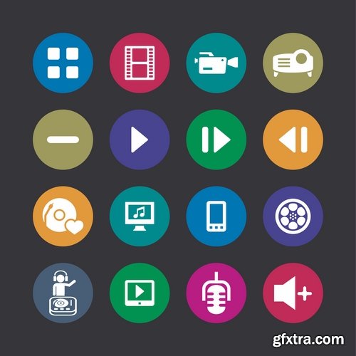 Collection of musical icon web design element logo 25 EPS