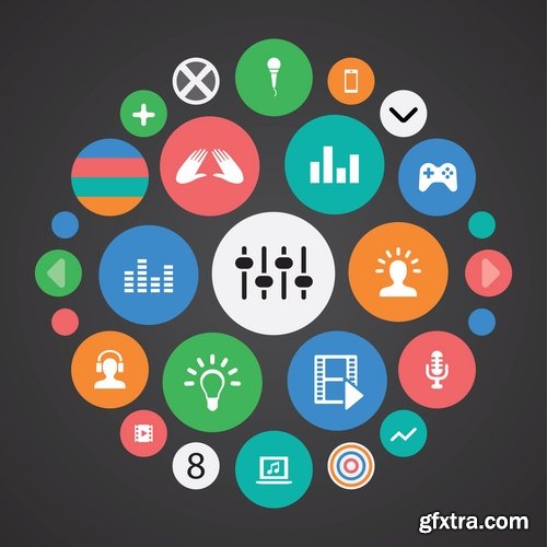 Collection of musical icon web design element logo 25 EPS