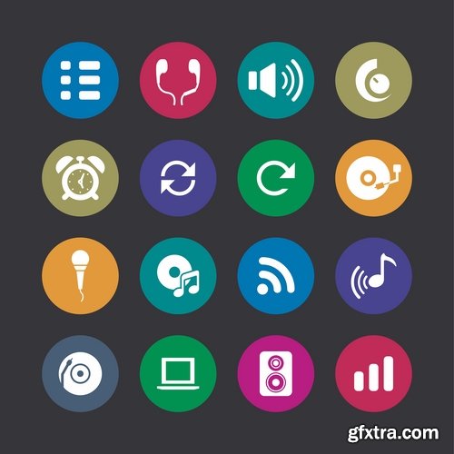 Collection of musical icon web design element logo 25 EPS