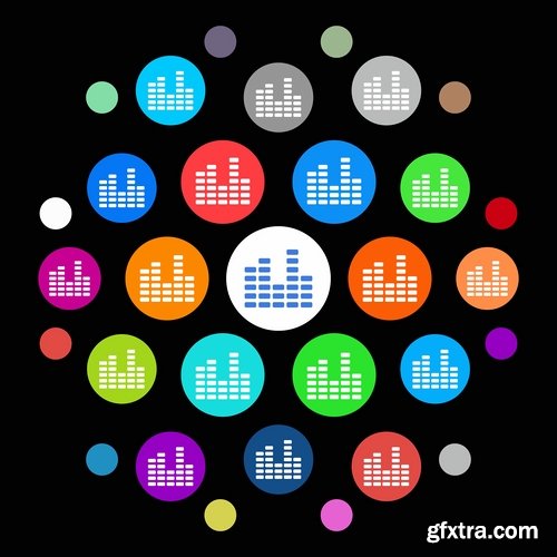 Collection of musical icon web design element logo 25 EPS