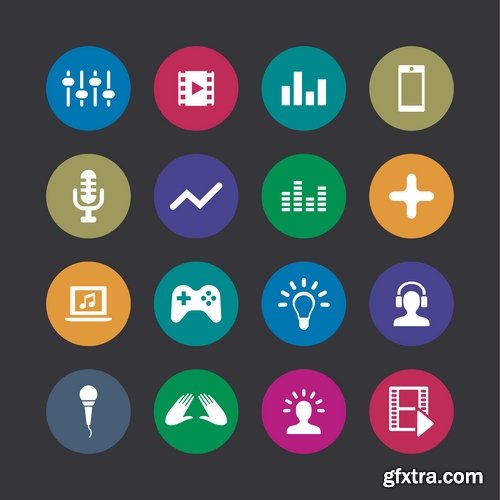 Collection of musical icon web design element logo 25 EPS
