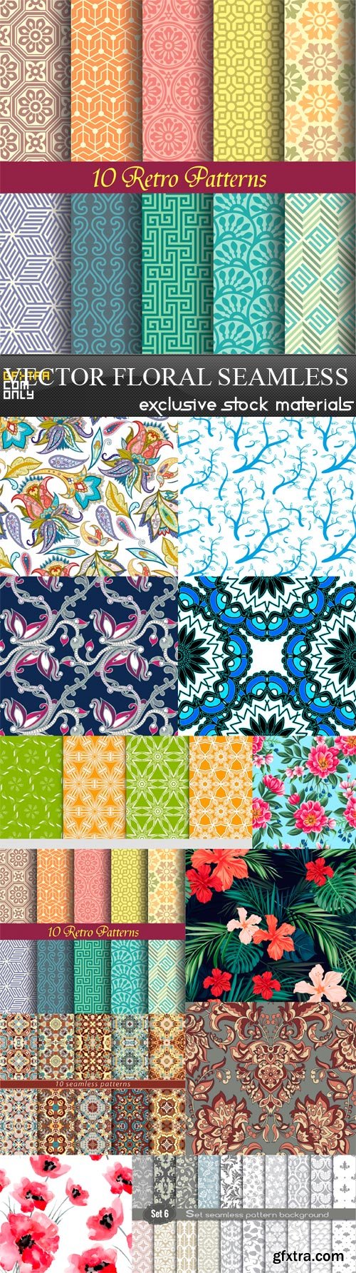 Vector Floral Seamless - 12 x JPEGs