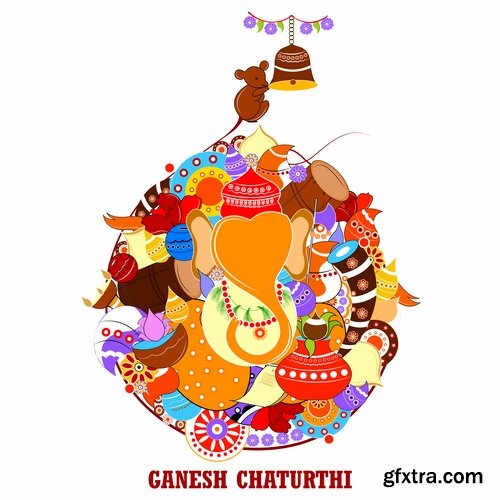 Collection Indian god holiday icon vector illustration Indian flag ethnic culture 25 EPS