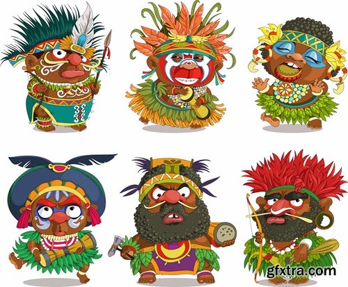 Collection of cartoon cupid Injun cowboy illustration for baby clothes 25 EPS