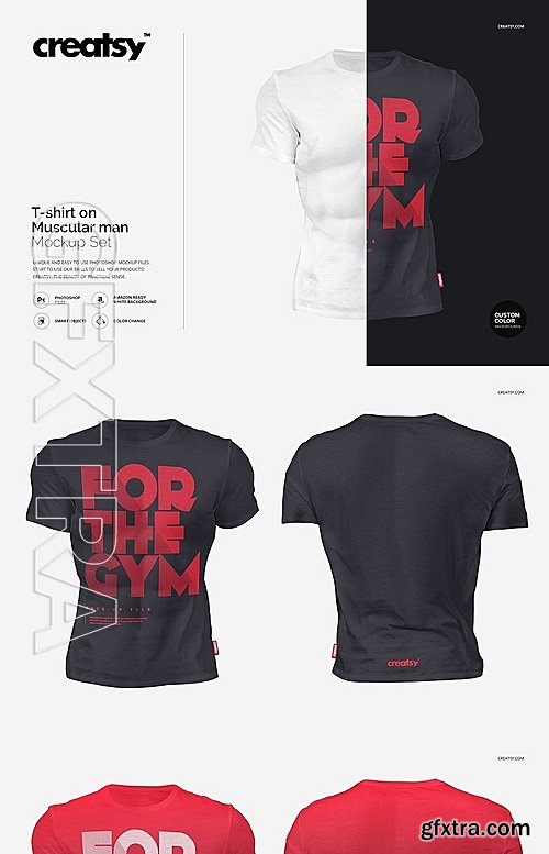 CM - T-shirt on Muscular Man Mockup Set 1171820
