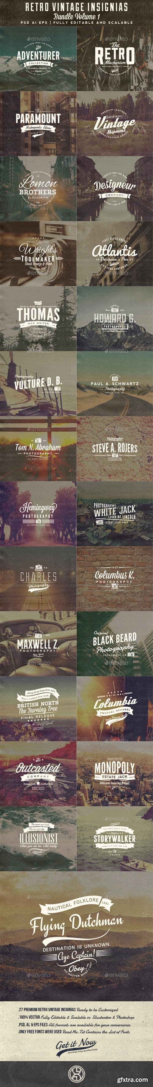 27 Retro Vintage Insignias Bundle Volume 1, 7383032