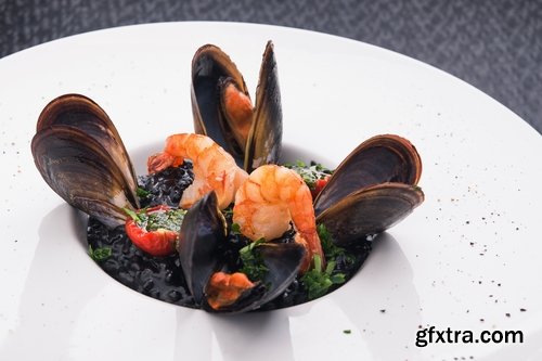 Collection of mussel seafood soup is a delicacy fried meat protein 25 HQ Jpeg