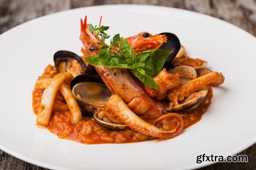 Collection of mussel seafood soup is a delicacy fried meat protein 25 HQ Jpeg