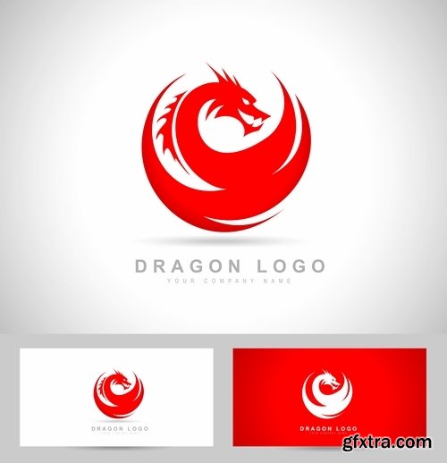 Collection of dragon logo icon image for clothes mythical beast 25 EPS