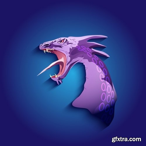 Collection of dragon logo icon image for clothes mythical beast 25 EPS