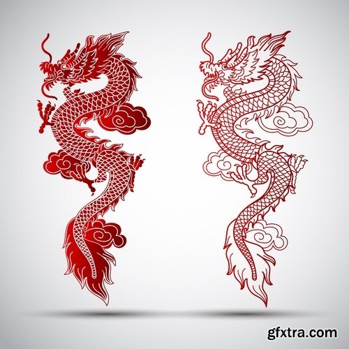 Collection of dragon logo icon image for clothes mythical beast 25 EPS