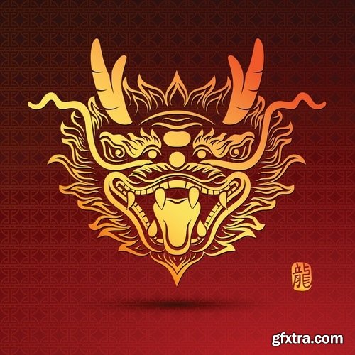 Collection of dragon logo icon image for clothes mythical beast 25 EPS