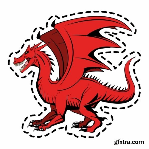 Collection of dragon logo icon image for clothes mythical beast 25 EPS