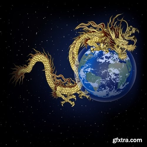 Collection of dragon logo icon image for clothes mythical beast 25 EPS