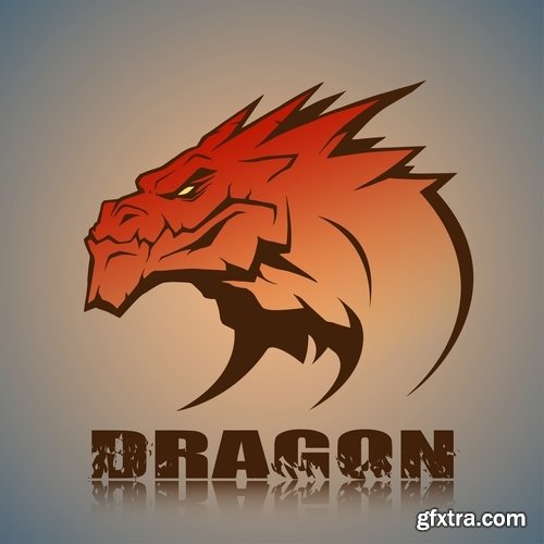 Collection of dragon logo icon image for clothes mythical beast 25 EPS