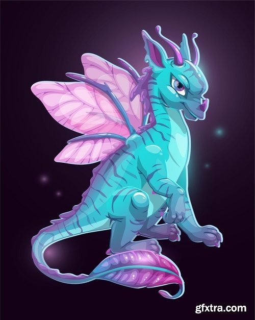 Collection of dragon logo icon image for clothes mythical beast 25 EPS