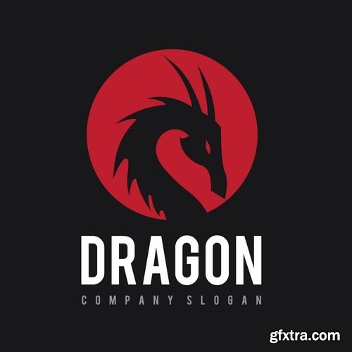 Collection of dragon logo icon image for clothes mythical beast 25 EPS