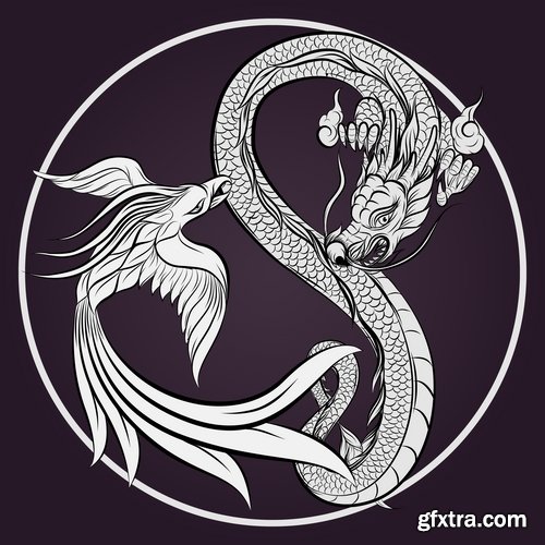 Collection of dragon logo icon image for clothes mythical beast 25 EPS