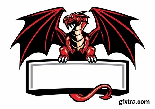 Collection of dragon logo icon image for clothes mythical beast 25 EPS