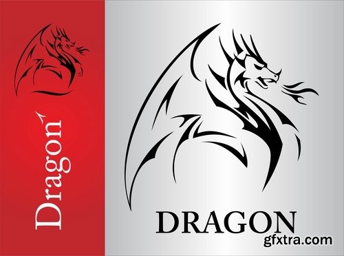 Collection of dragon logo icon image for clothes mythical beast 25 EPS