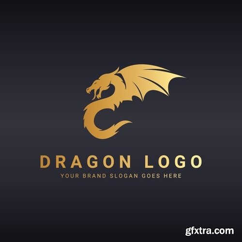 Collection of dragon logo icon image for clothes mythical beast 25 EPS