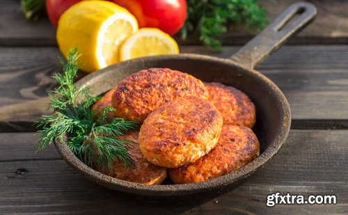 Collection of cutlet grilled meat chops in breadcrumbs 25 HQ Jpeg