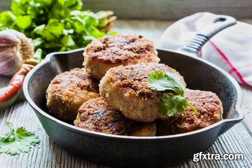 Collection of cutlet grilled meat chops in breadcrumbs 25 HQ Jpeg