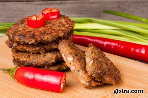 Collection of cutlet grilled meat chops in breadcrumbs 25 HQ Jpeg