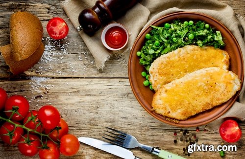 Collection of cutlet grilled meat chops in breadcrumbs 25 HQ Jpeg