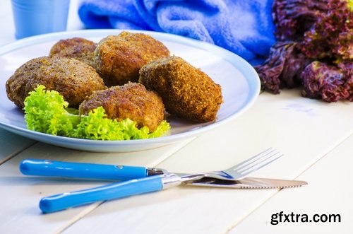 Collection of cutlet grilled meat chops in breadcrumbs 25 HQ Jpeg