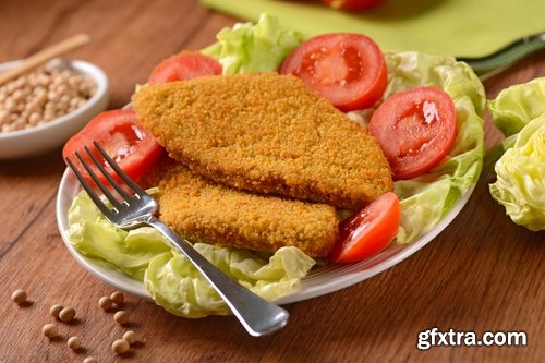 Collection of cutlet grilled meat chops in breadcrumbs 25 HQ Jpeg