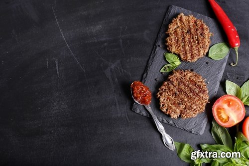 Collection of cutlet grilled meat chops in breadcrumbs 25 HQ Jpeg