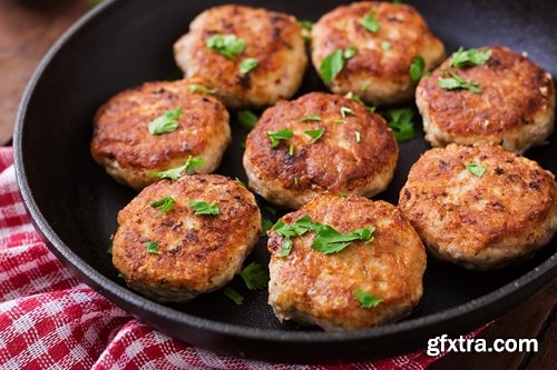 Collection of cutlet grilled meat chops in breadcrumbs 25 HQ Jpeg