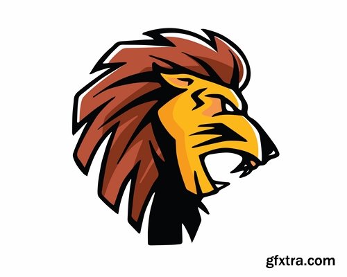 Collection of animal head logo label evil character vector image 25 EPS