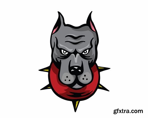Collection of animal head logo label evil character vector image 25 EPS
