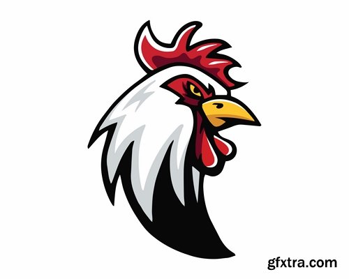 Collection of animal head logo label evil character vector image 25 EPS