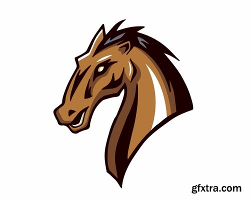 Collection of animal head logo label evil character vector image 25 EPS