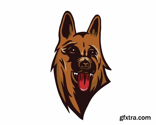 Collection of animal head logo label evil character vector image 25 EPS